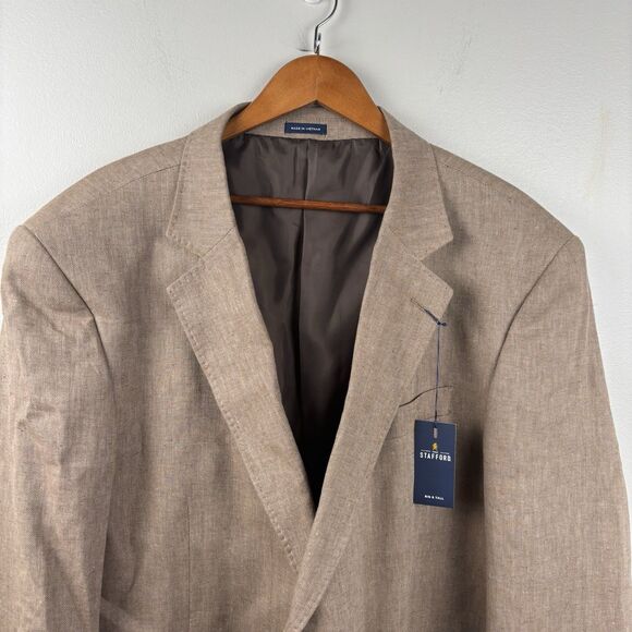 Stafford Blazer Mens 54 Regular Big & Tall Brown Suit Jacket Sport Coat NWT - Picture 1 of 9